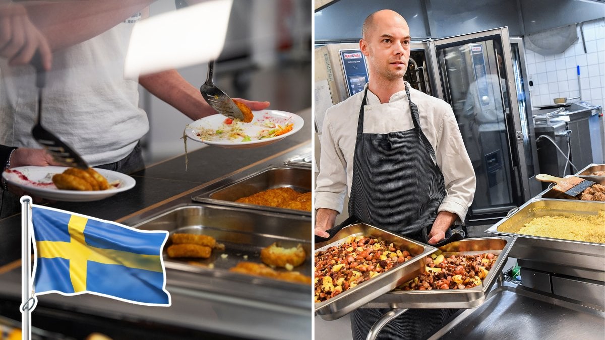 Maten i skolan och svensk flaga