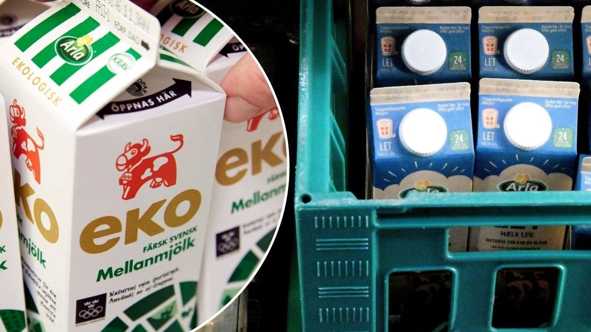 Bilder på Arlas mjölkpaket och mjölkback.