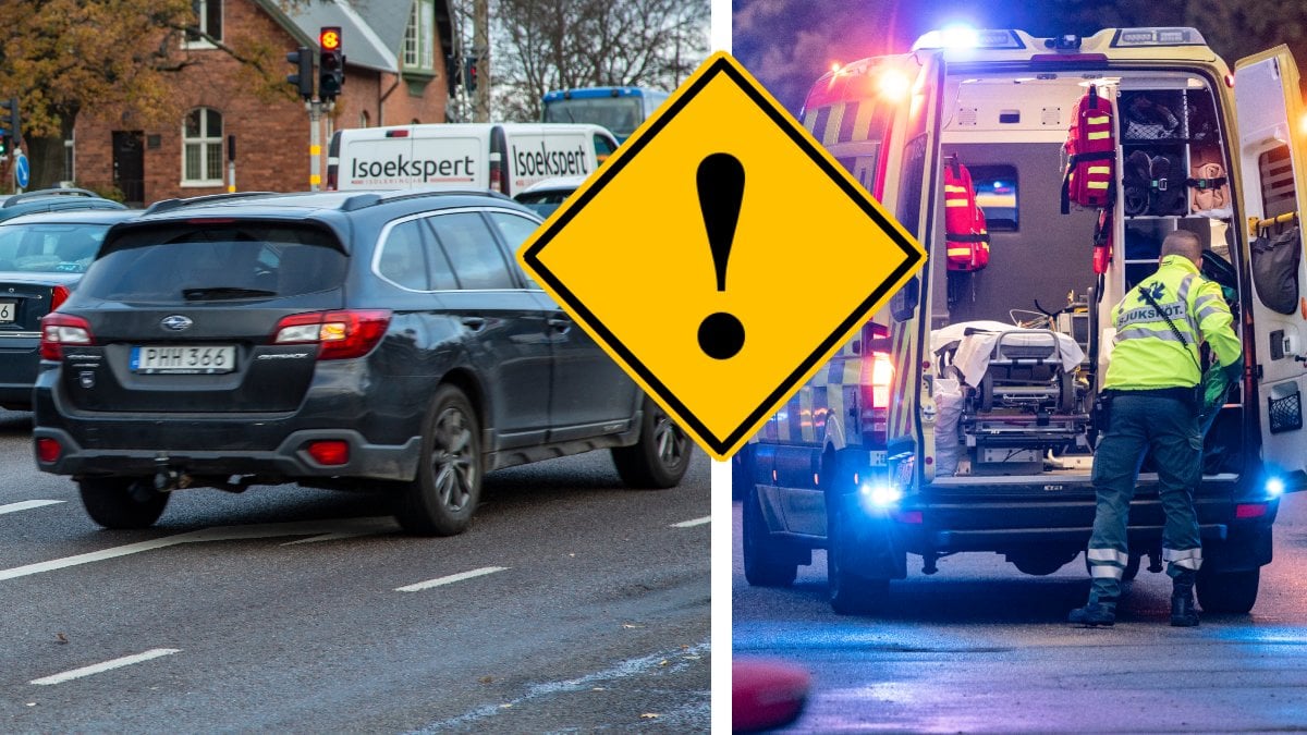 Bil på väg och ambulans