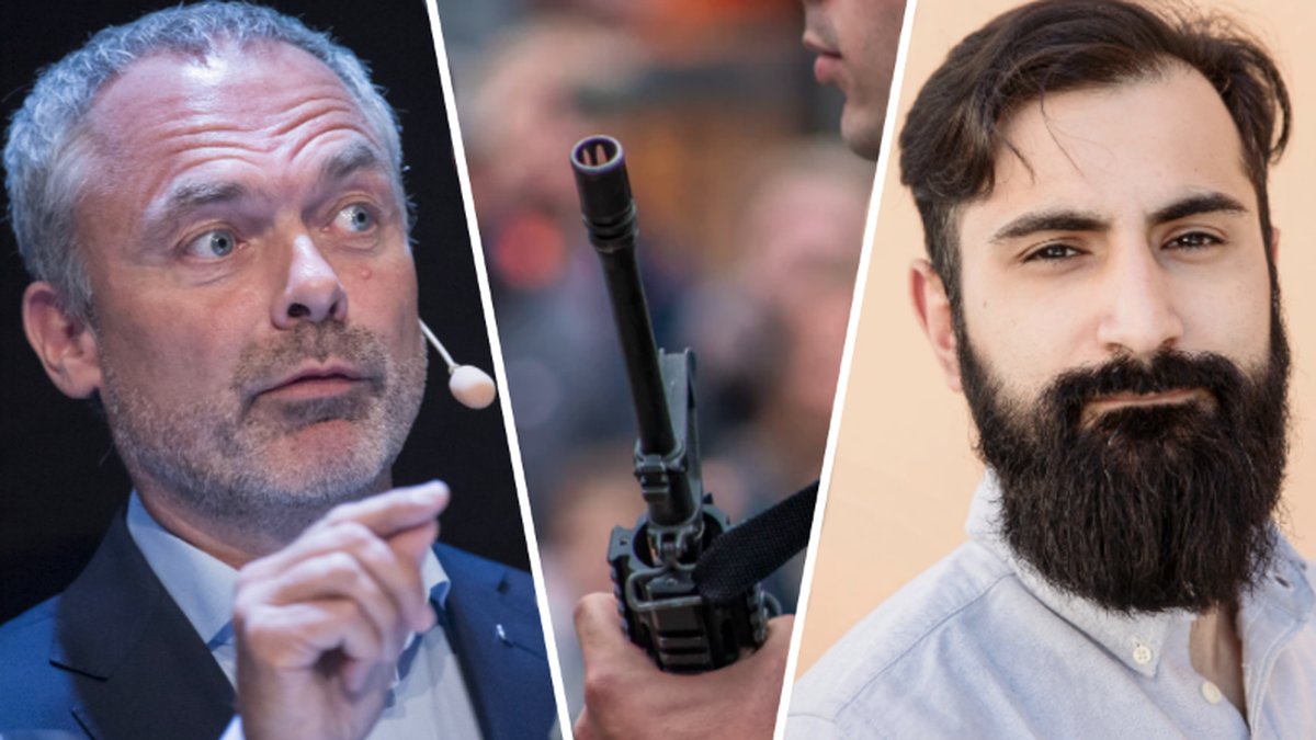 Jan Björklund riktar kritik Hanif Bali efter att Hanif Bali poserat med ett automatvapen på en grundskola. 