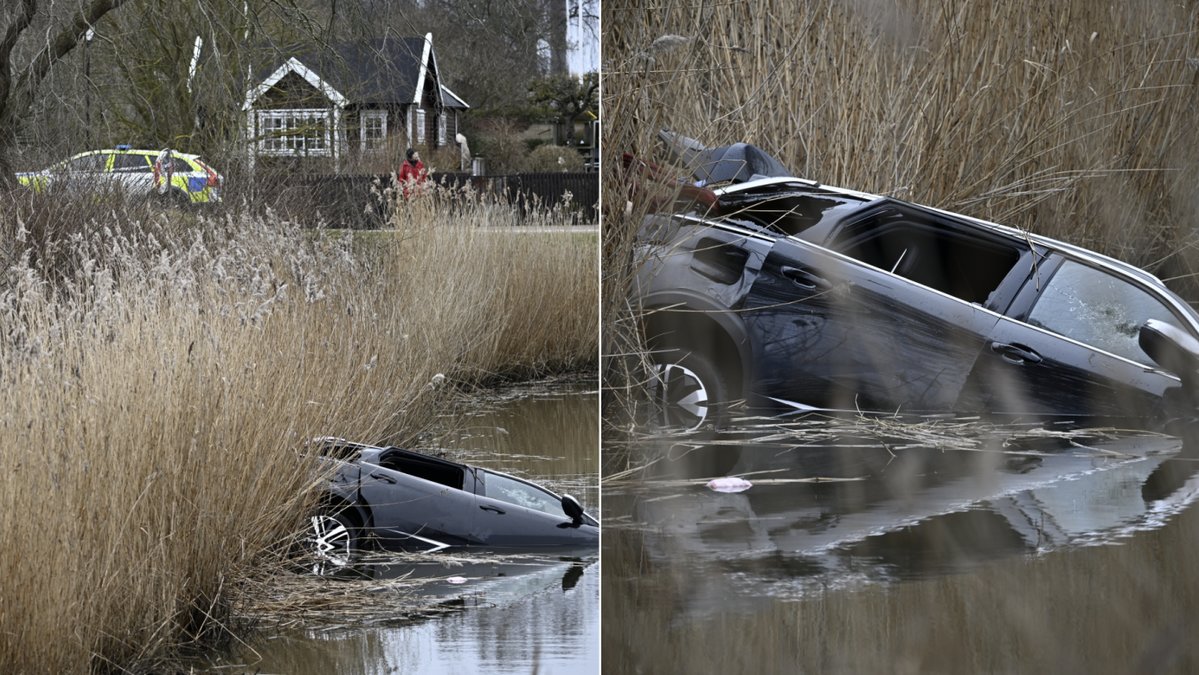 En person har omkommit efter att ha kört ner i en vallgrav.