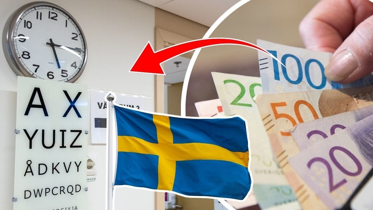 Vårdcentral, plånbok, svensk flagga