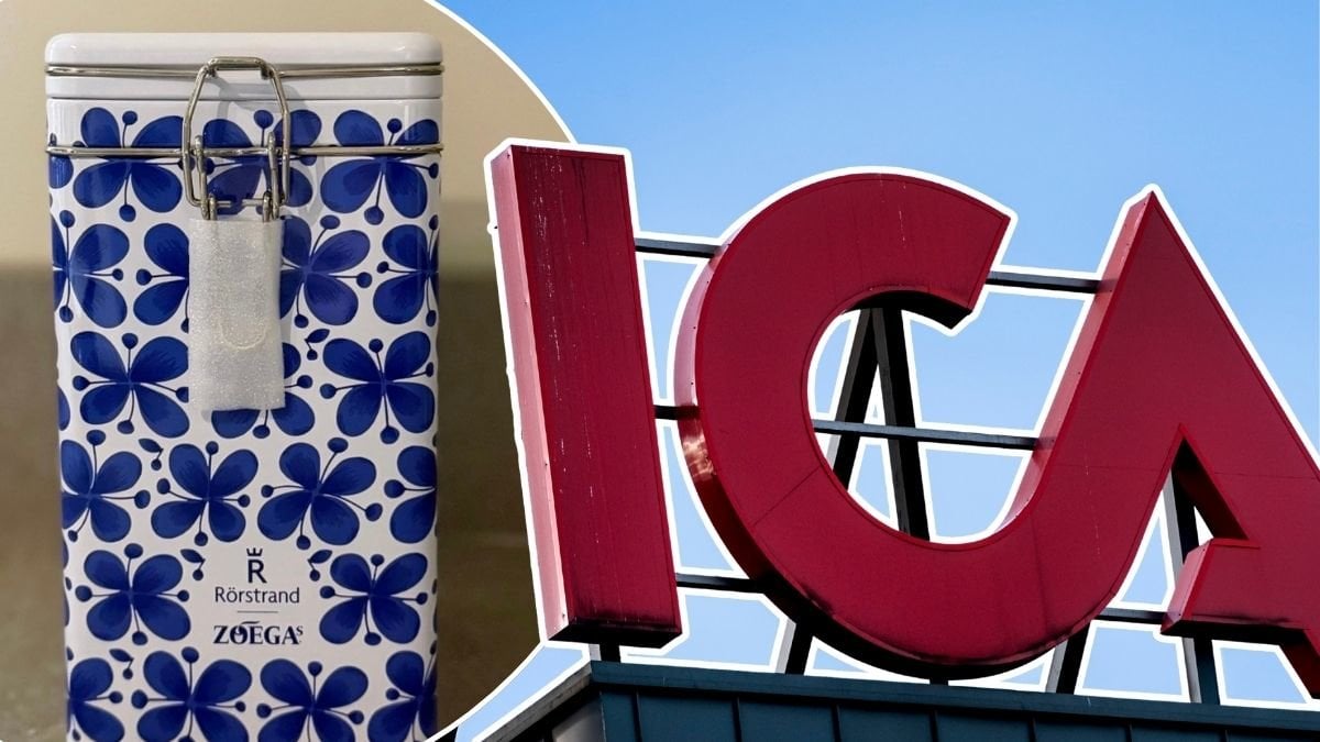 Bild på Zoégas Mon Amie-burk och Ica-skylten.