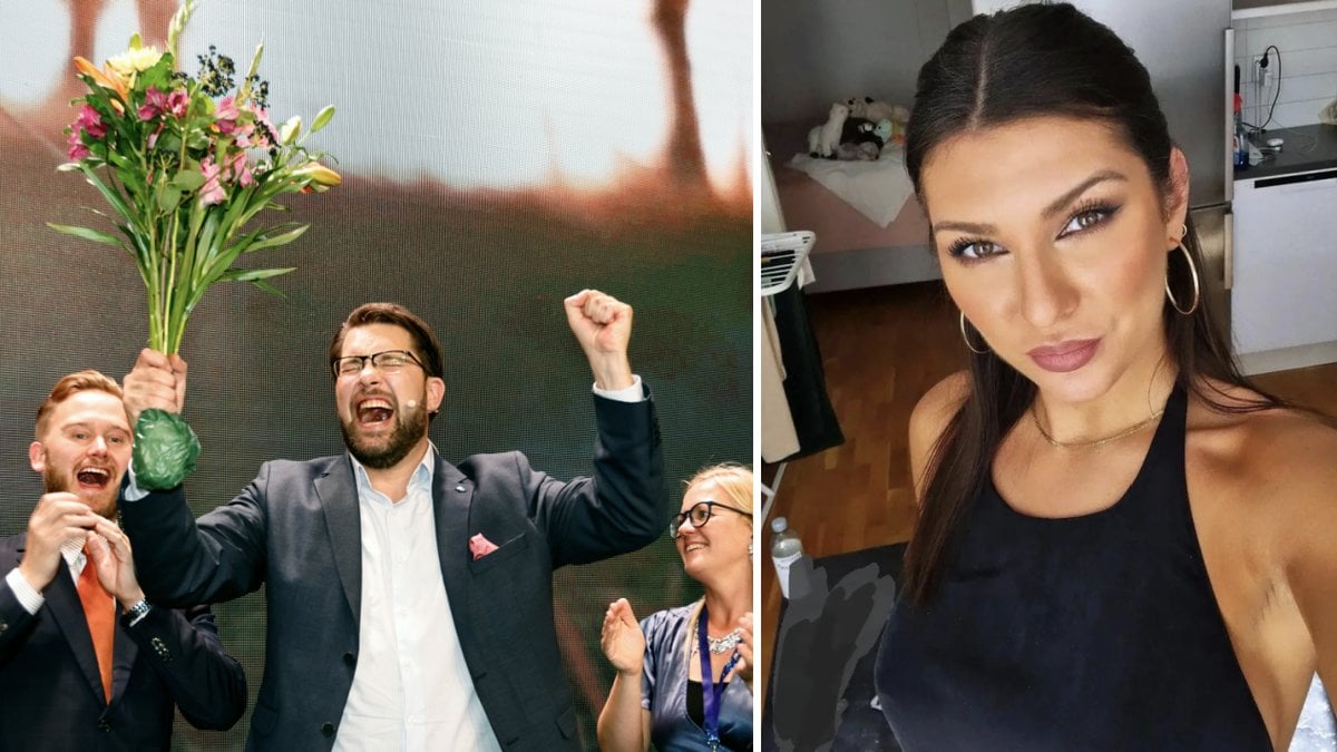 Rebecka Fallenkvist firade på Sverigedemokraternas valvaka. 