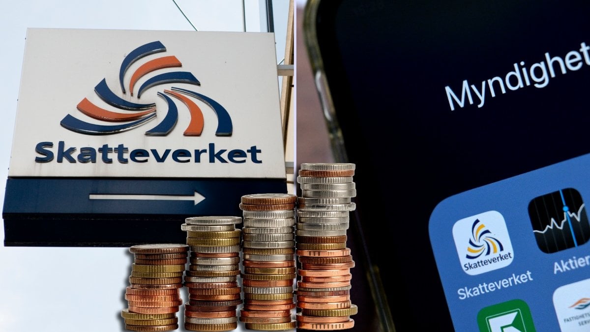 Skatteverkets skylt och app.