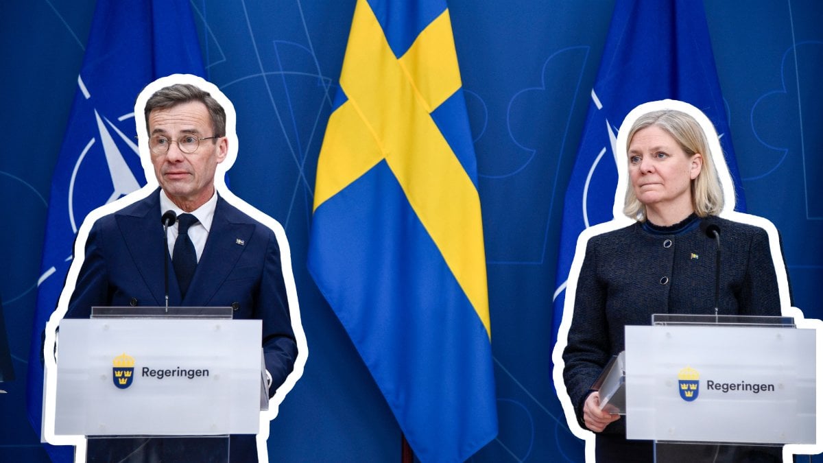 Ulf Kristersson vänster. Magdalena Andersson höger.