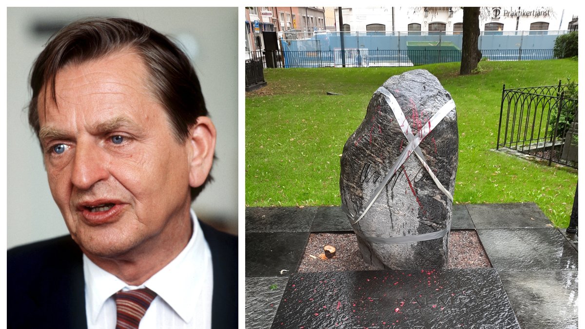 Olof Palmes gravsten har vandaliserats.