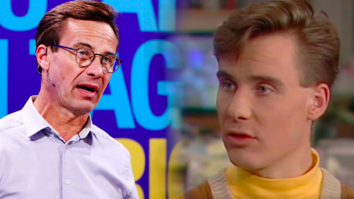 Ulf Kristersson nu och som ung. Kollage.