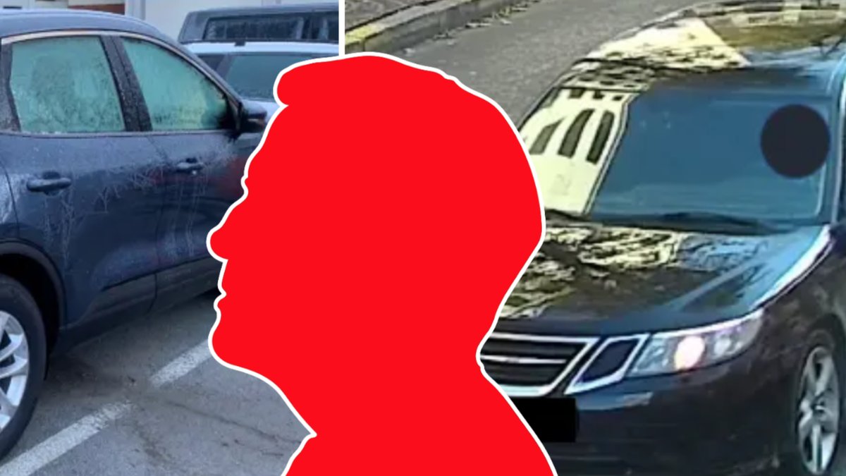 Bilar som efterlyses och röd siluett.