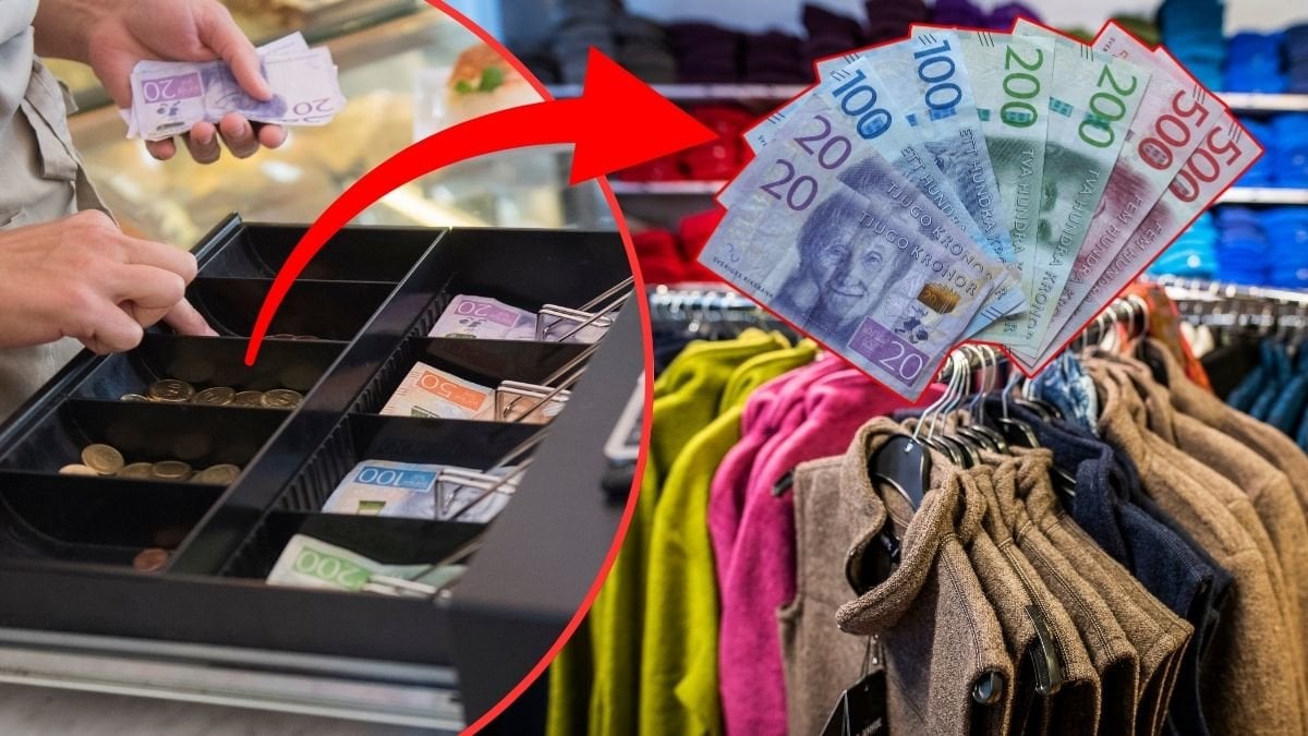 Kassa, kontanter och klädaffär