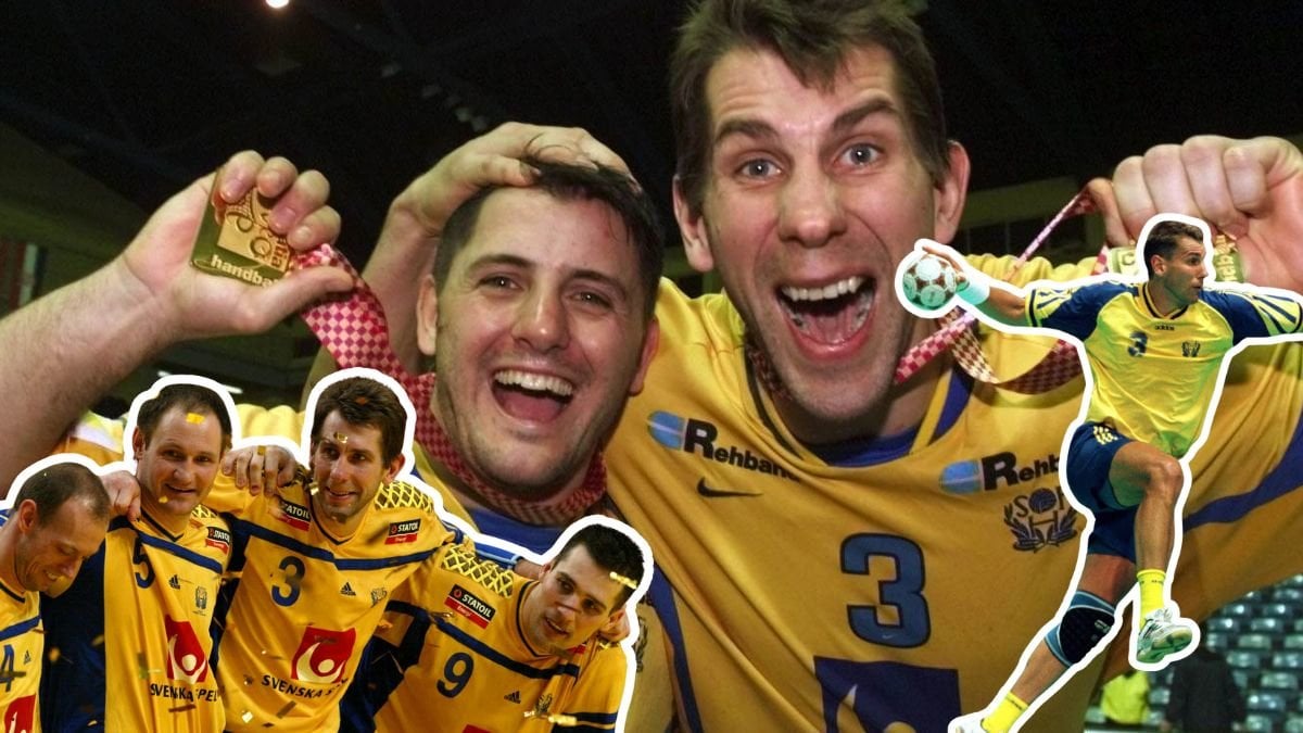 Magnus Wislander tillsammans med Ljubomir Vranjes, Ola Lindgren och Stefan Lövgren.