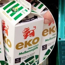 Bilder på Arlas mjölkpaket och mjölkback.