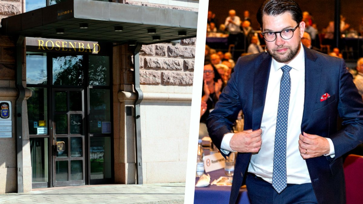 Rosenbads entré. Till höger en bild på Jimmie Åkesson