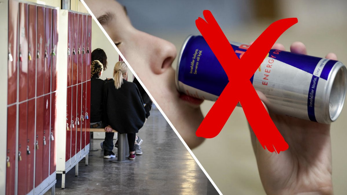 Skolkorridor, energidryck kryss