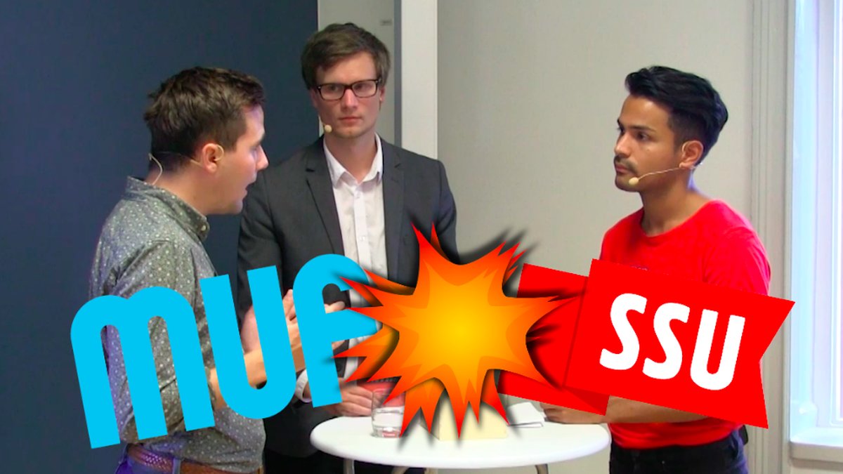 Benjamin Dousa i debatt med Philip Botström. I mitten Karl Anders Lindahl. 