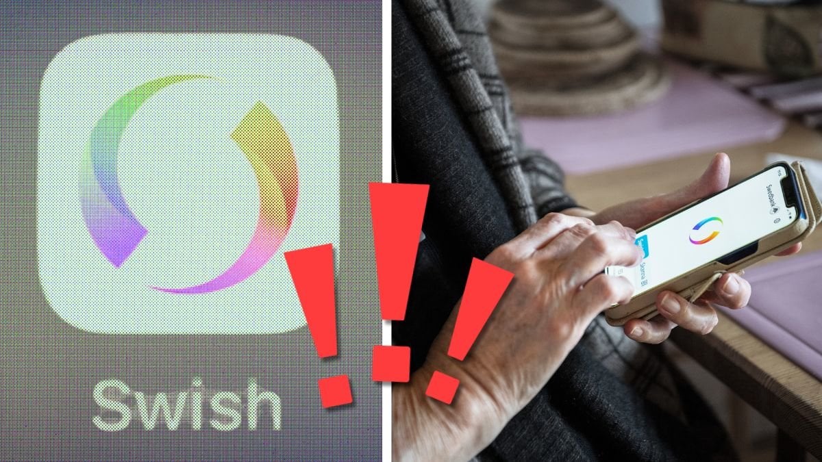 Swish-appen och en pensionär som använder swish.