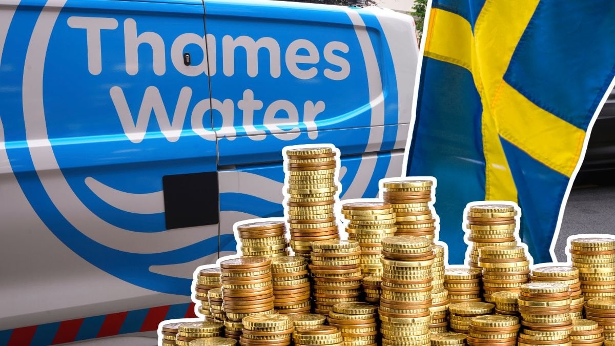 Thames Water, mynthög och svenska flaggan.