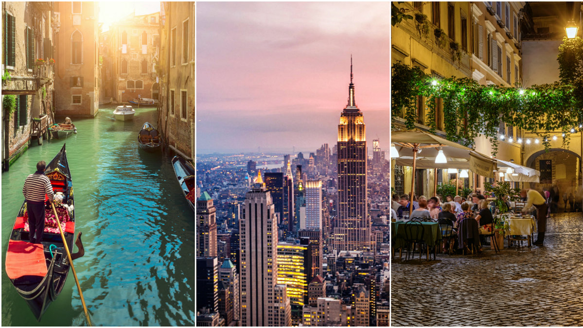Resa till Venedig, New York och Rom