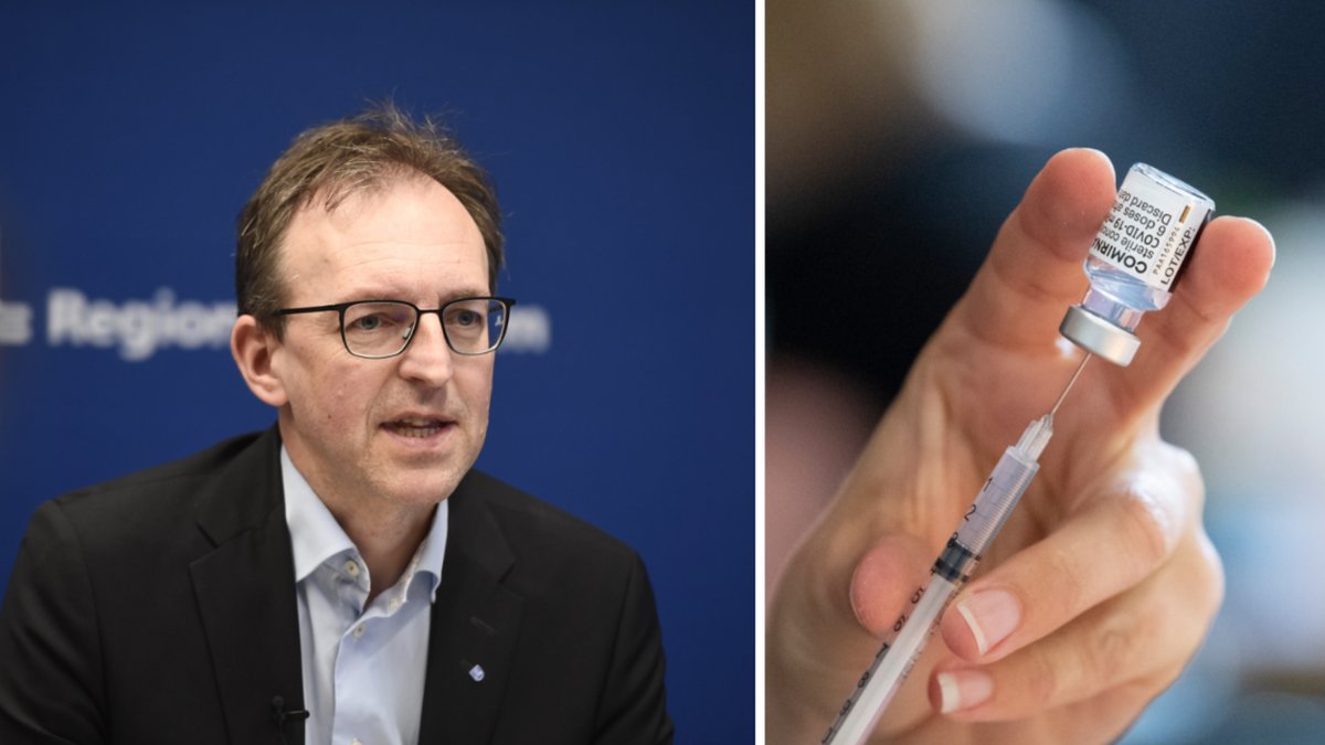 Magnus Thyberg och genrebild på vaccin.