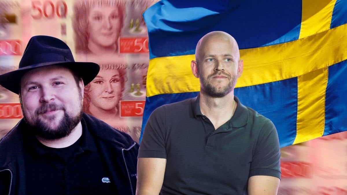 Femhundralappar, svenska flaggan, Daniel Ek och Markus Notch Persson.