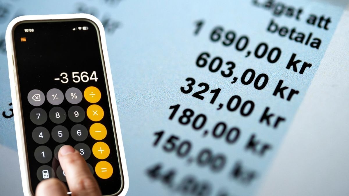 Miniräknare och en räkning med en avbetalningsplan.