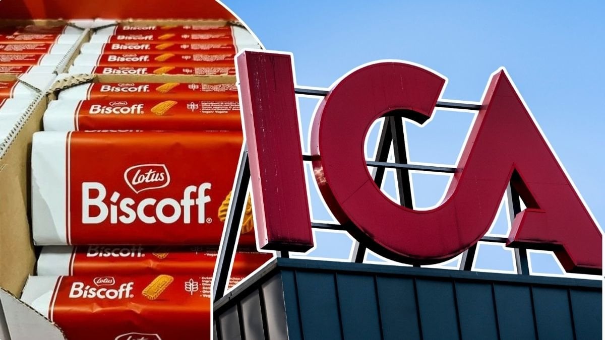 Bild på Biscoff och Icas skylt.