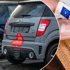 Bilder på en mopedbil och ett körkort.