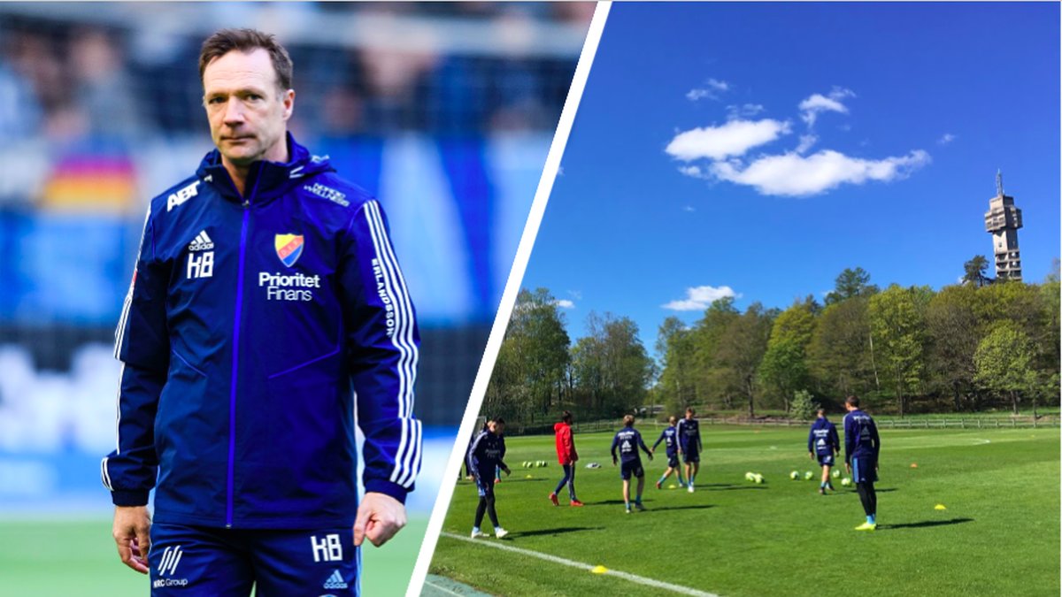 Kim Bergstrand tränade laget ute vid kaknäs