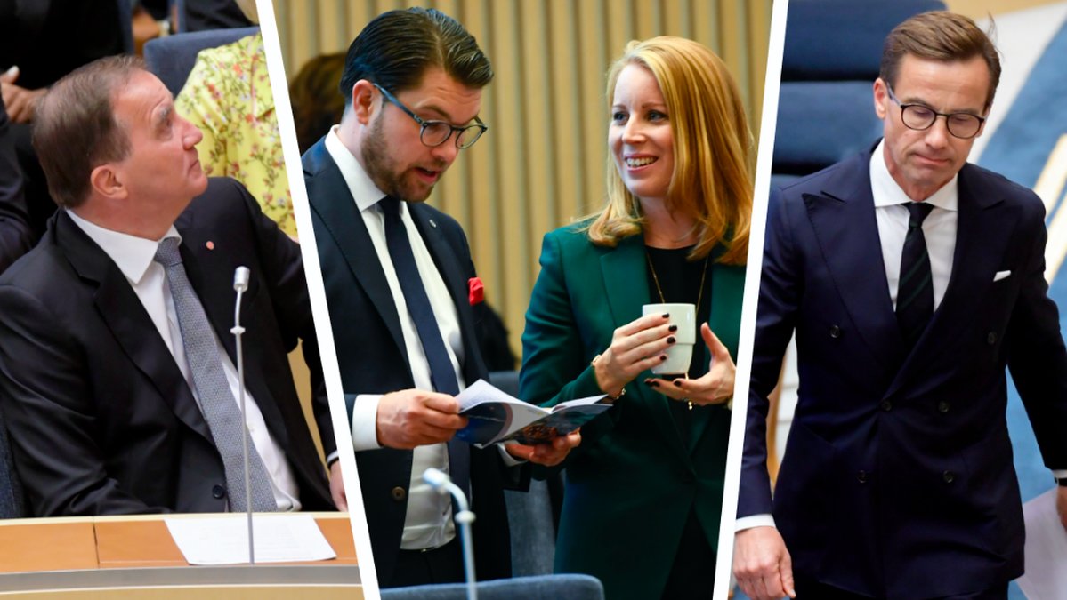 Stefan Löfven, Annie Lööf, Jimmie Åkesson och Ulf Kristersson. Montage