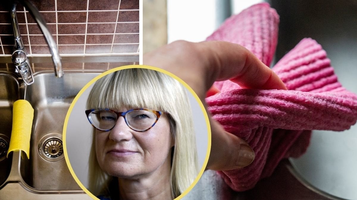 Diskho med disktrasa hängandes på kanten, Marie-Louise Danielsson-Tham och en hand med en disktrasa