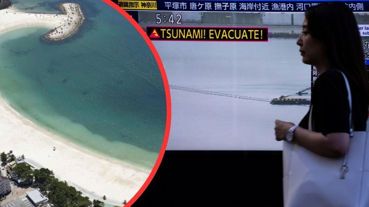 Tsunamivarning Japan. Arkivbilder.