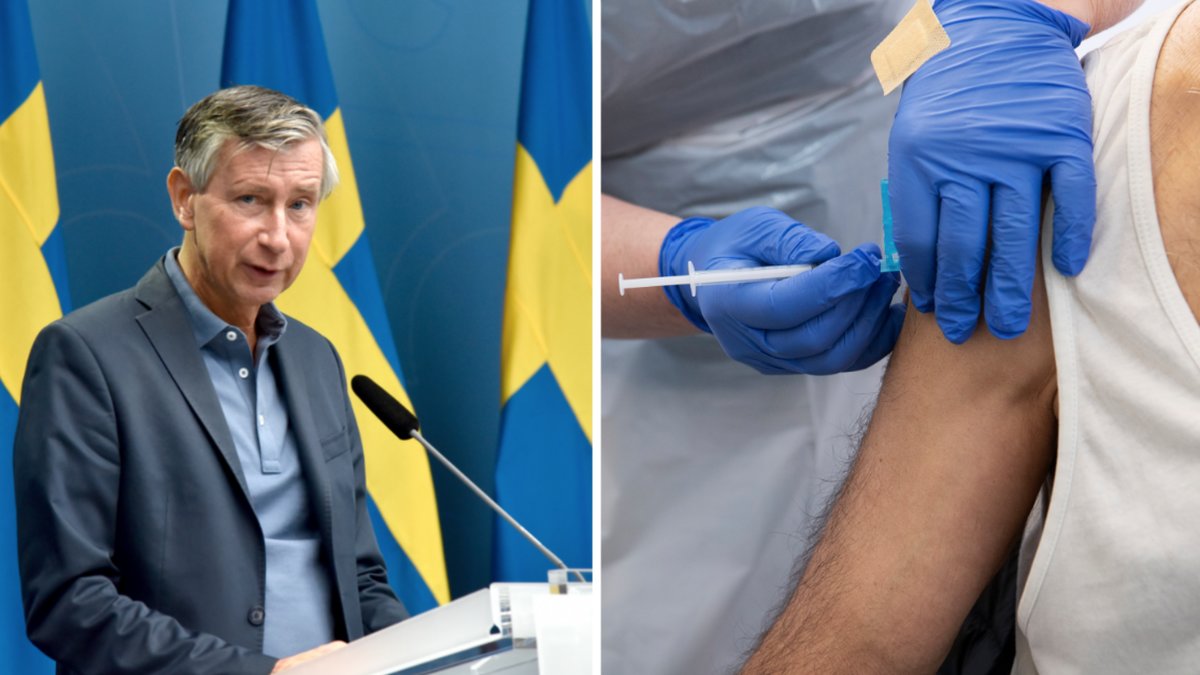 Richard Bergström och en man blir vaccinerad i Rinkeby.