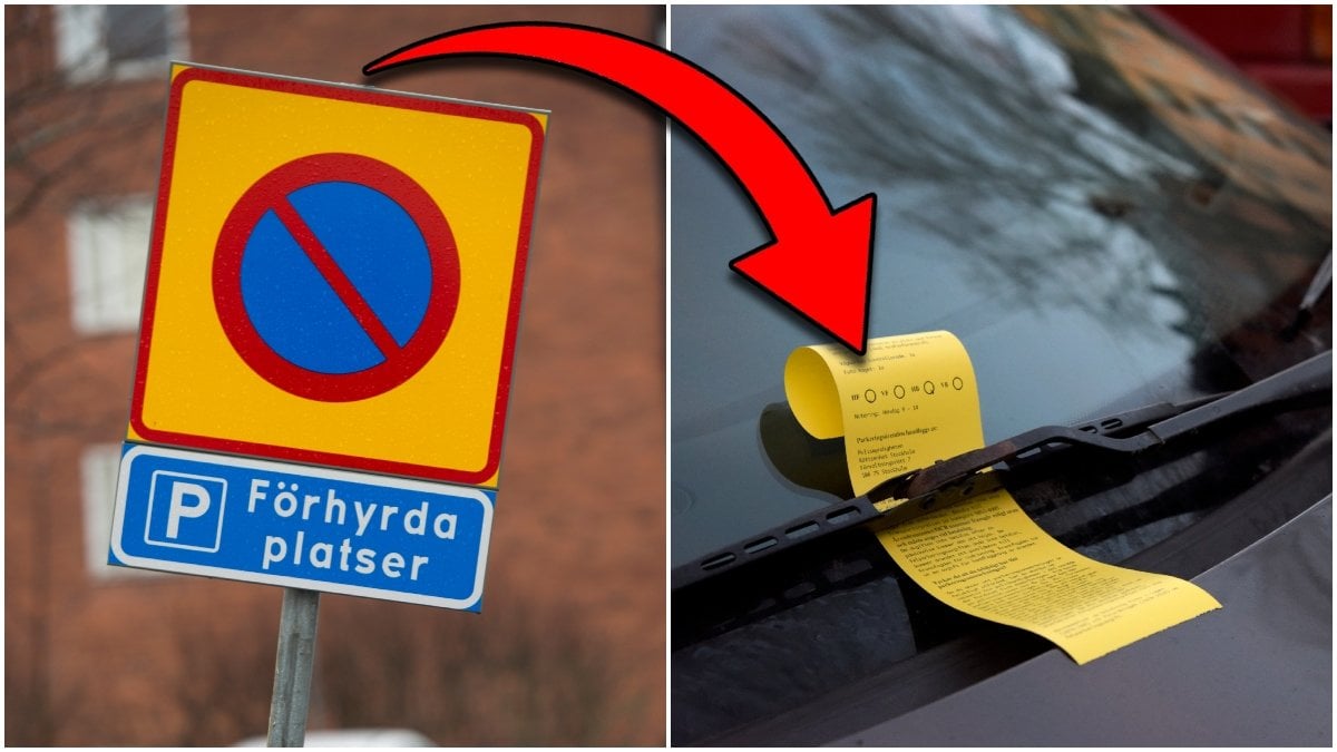 Parkeringsskylt och en utskriven parkeringsbot.