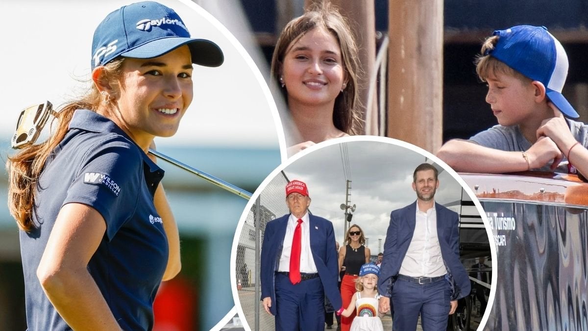 Kai Trump, Donad Trump med Eric Trump och barnbarnet Carolina Dorothy Trump samt Ivanka Trumps barn Arabella Rose och Joseph Frederick