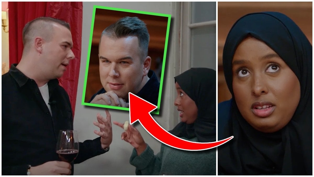 Kaeli Abdi och Farao Groth tjafsar i Förrädarna kombinerat med närbilder på bägge två