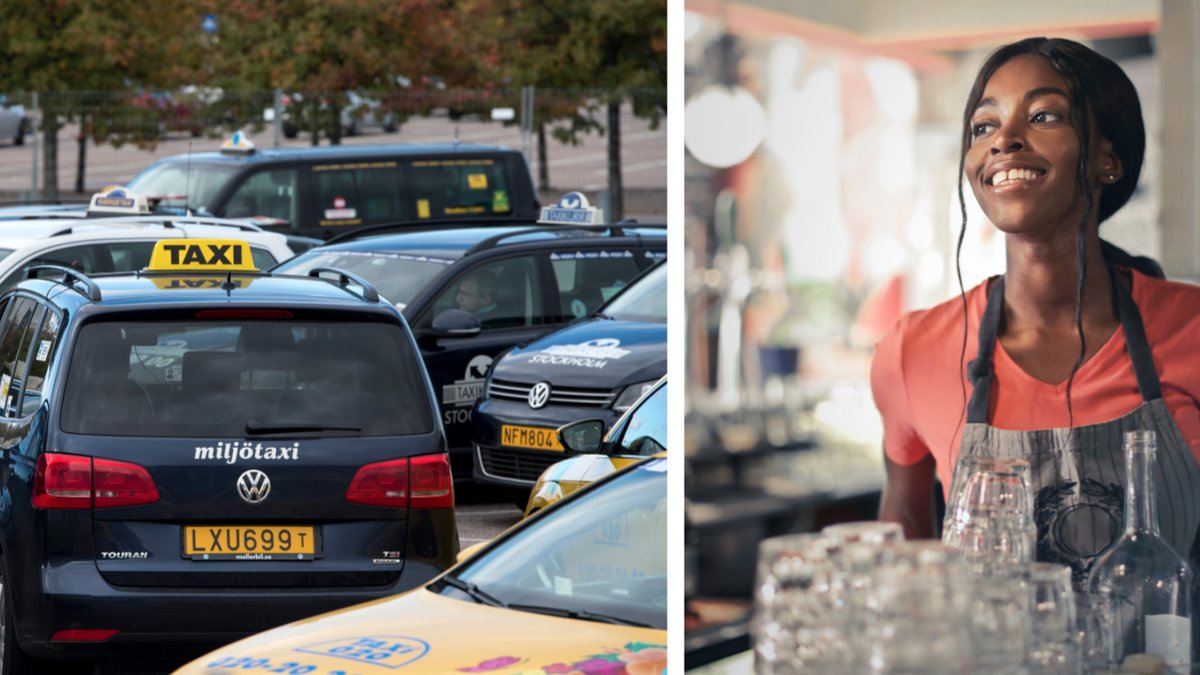 Taxichaufförer och servitris är två yrken det råder brist på just nu.