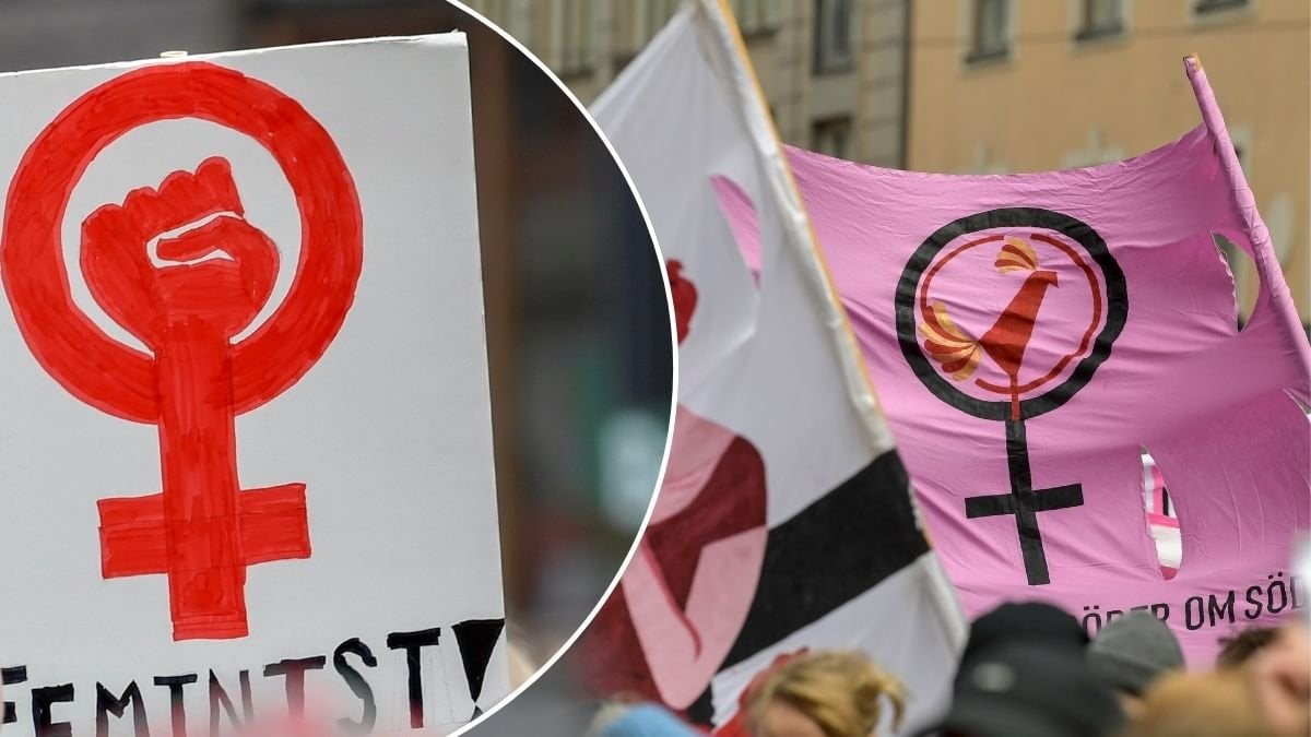 Bilder på demonstrationer på kvinnodagen.