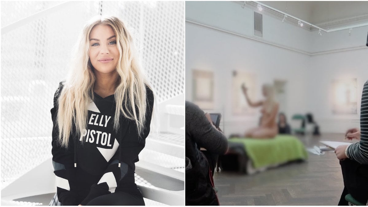 Therese Lindgren testar att vara nakenmodell