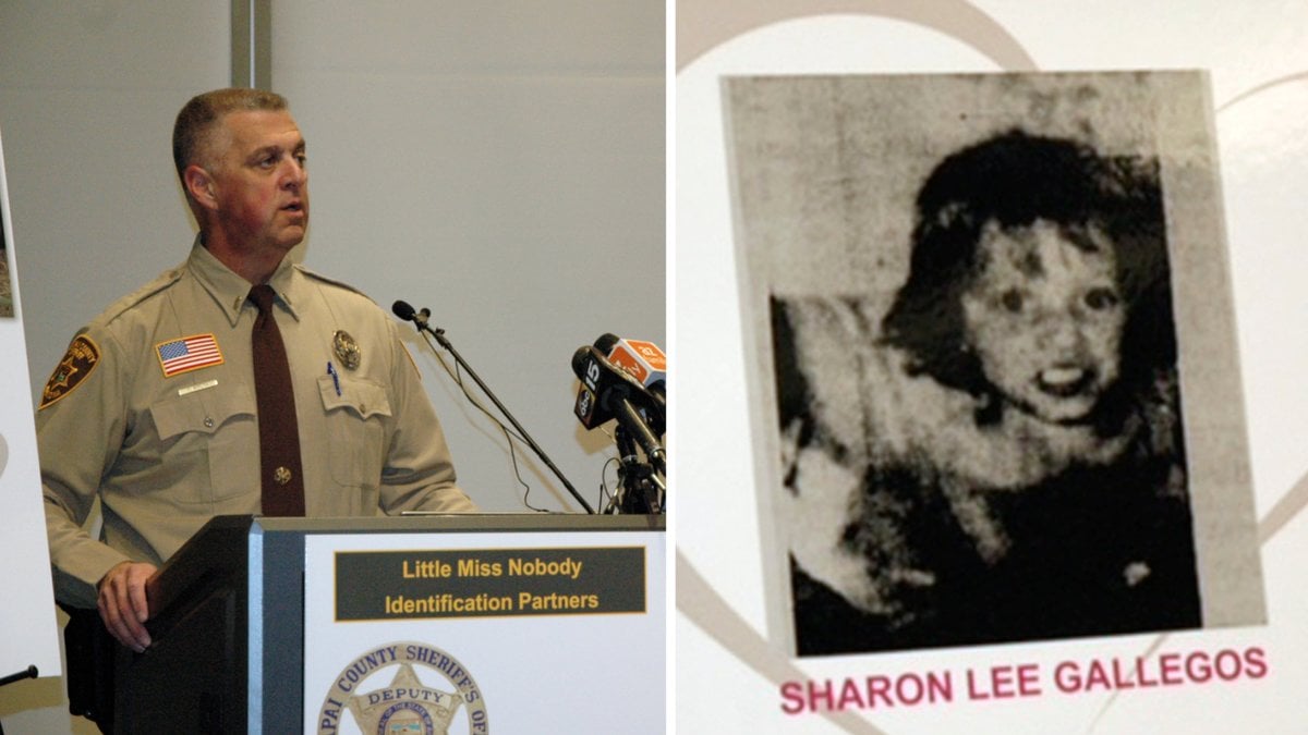 Bilder på amerikansk polis och Sharon Lee Gallegos