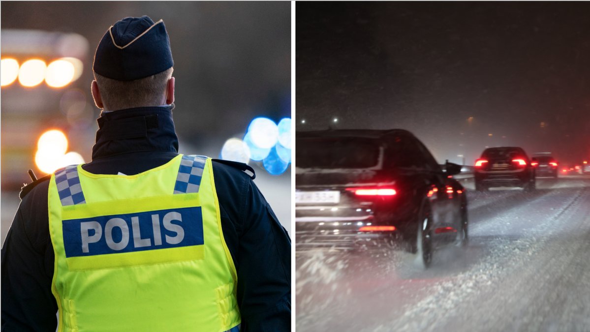 Genrebild på polis och väg.