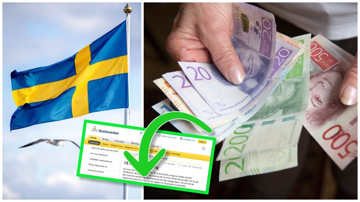 Sverigeflagga och svenska sedlar