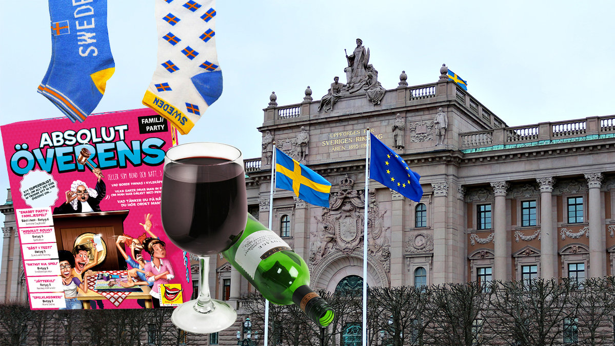 Stort vinglas, Sverigestrumpor, Absolut Överens-spel, Sveriges riksdag