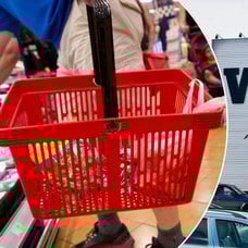 Willys entré och en kundkorg.