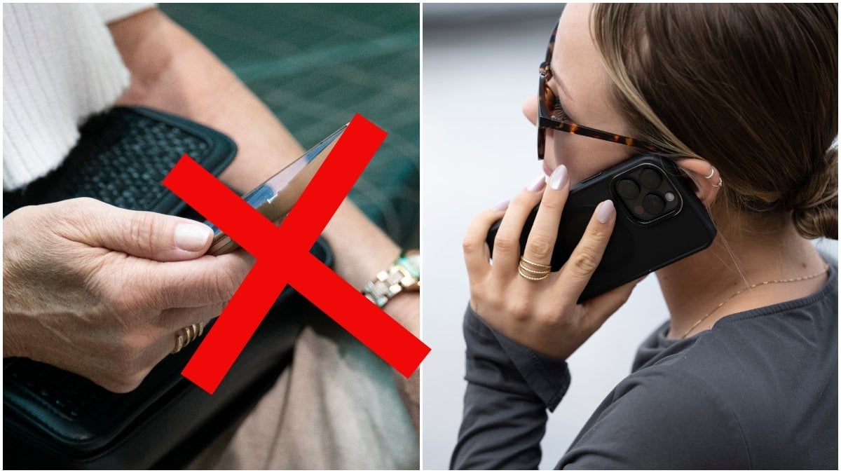 En äldre kvinna med en mobiltelefon och en ung kvinna som svarar i mobiltelefoner.