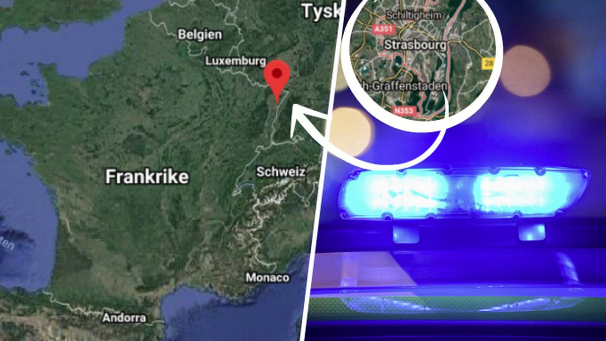 Karta över Frankrike och blåljus