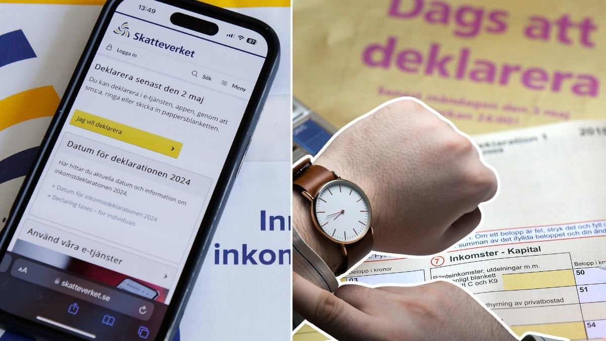 Deklaration, och en person som tittar på sin klocka.