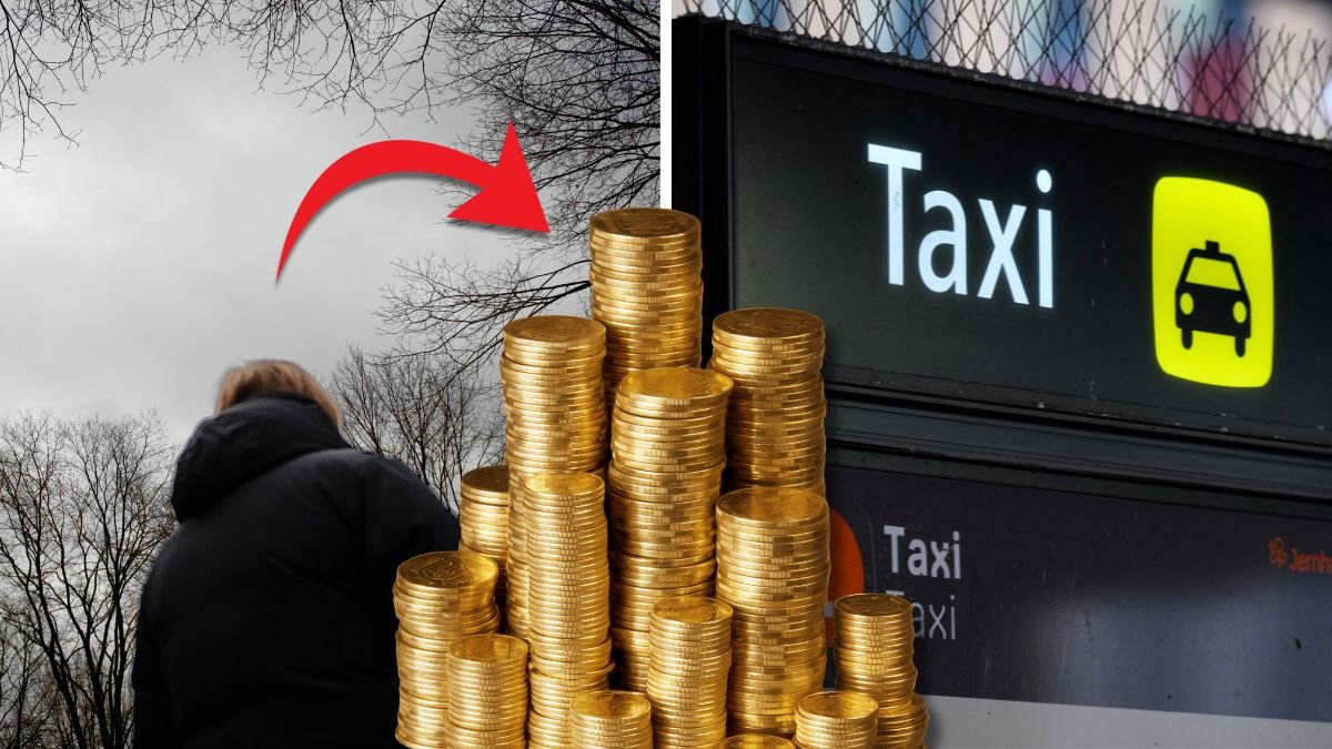 Kvinna och en taxi.