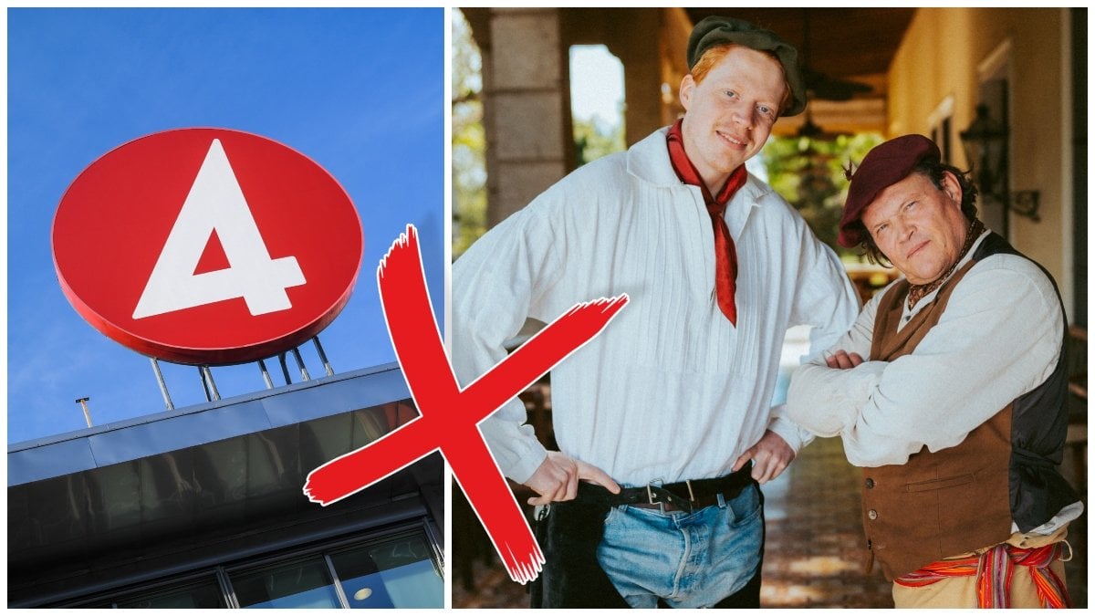 TV4:s logga och Mauri Hermundsson tillsammans med Per Morberg