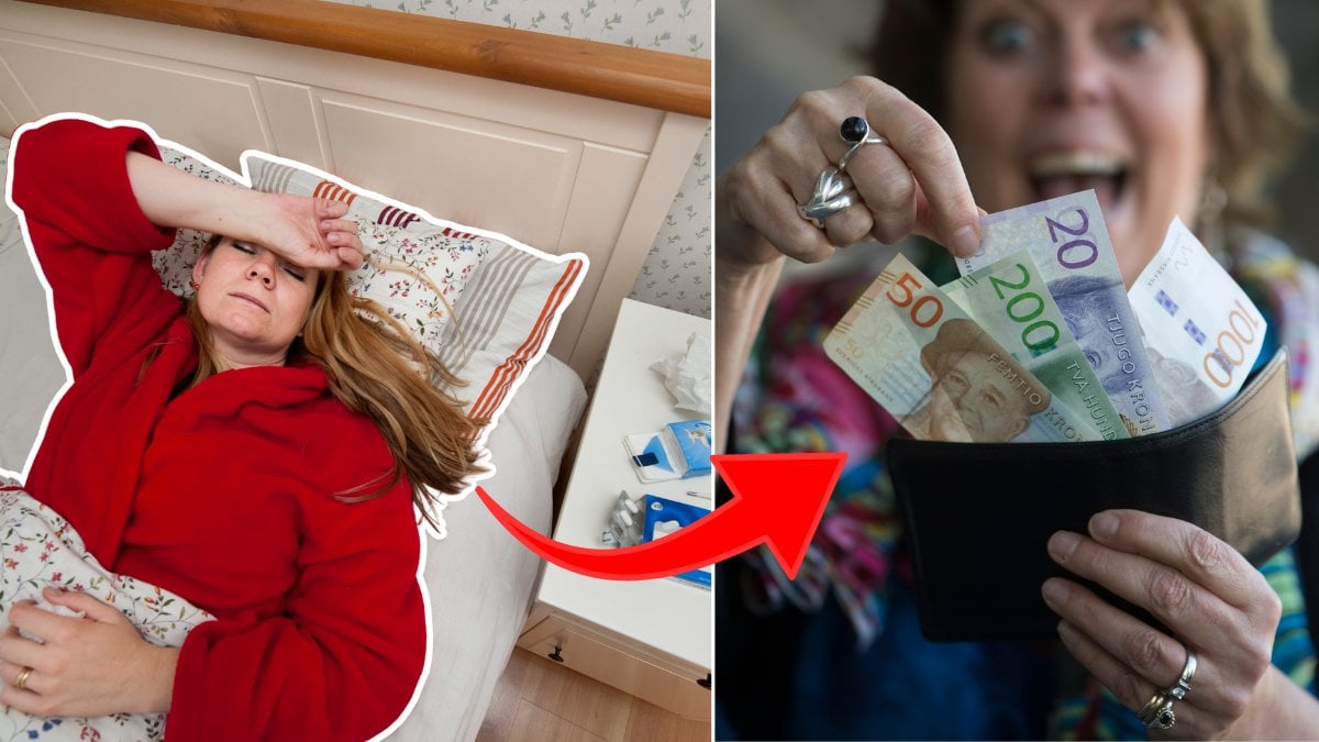 Sjuk kvinna och kvinna med pengar