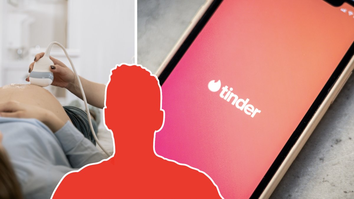 Man använde bilder från förlossningen på Tinder.